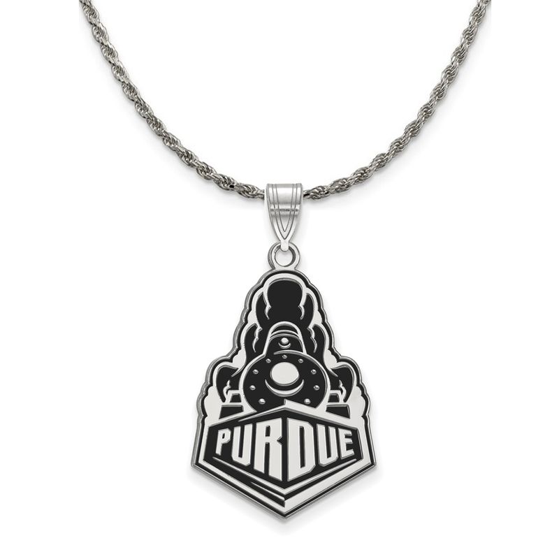 Sterling Silver Purdue Xl Enamel Logo Necklace - 18 Inch
